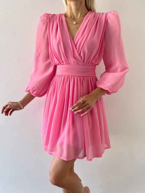 Vette Women Pink  Chiffon Mini Dress
