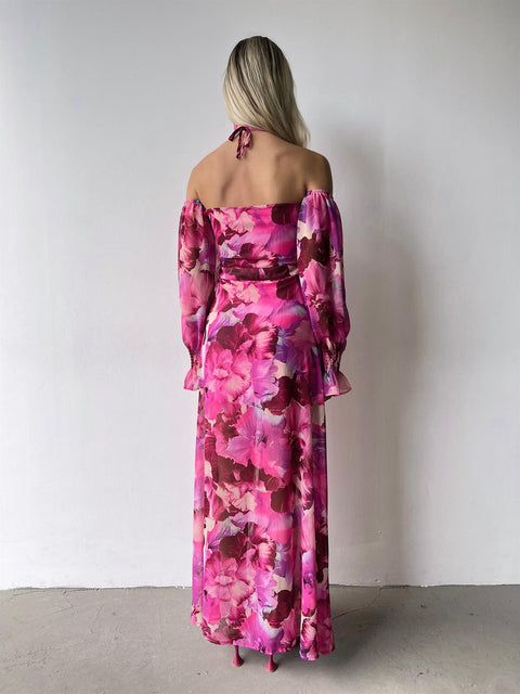 Sister Women Chiffon Fuchsia Dress