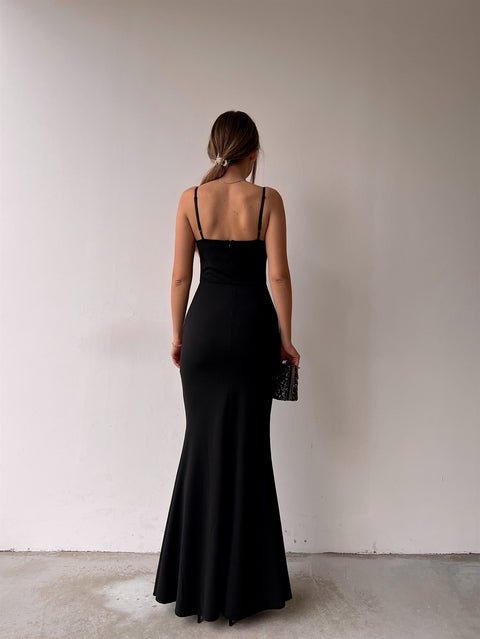 Lisbeth Women Long Black Dress