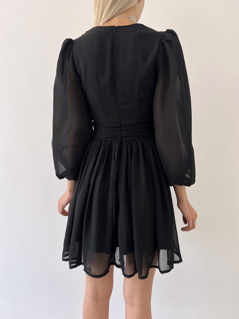 Vette Women Black Chiffon Mini Dress