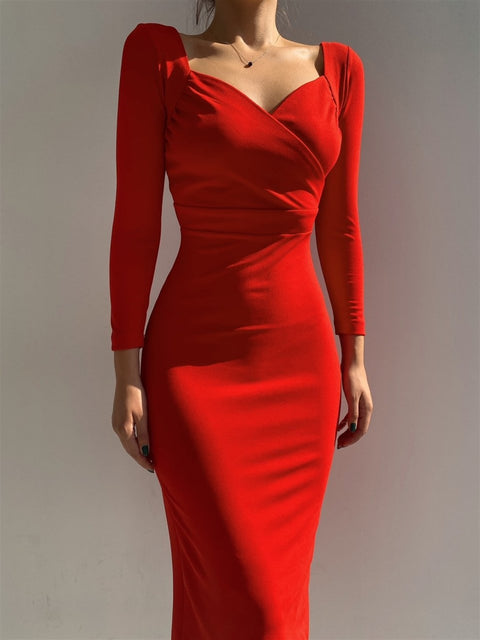 Diamanta Women Midi Red Dress