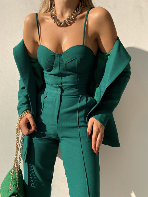 Adelisa Women Emerald Color Triple Set